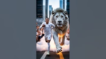 Messi, Ronaldo, Neymar & Mbappé With Lions 🦁🔥 | Epic UHD 8K Football Fantasy #ronaldo #messi