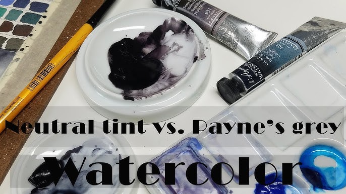 Grey: how to mix grey (aka Payne's grey, complementary grey) in watercolour  + black cat painting 