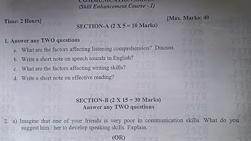communication skills degree 3rd sem #youtube #question paper 2022