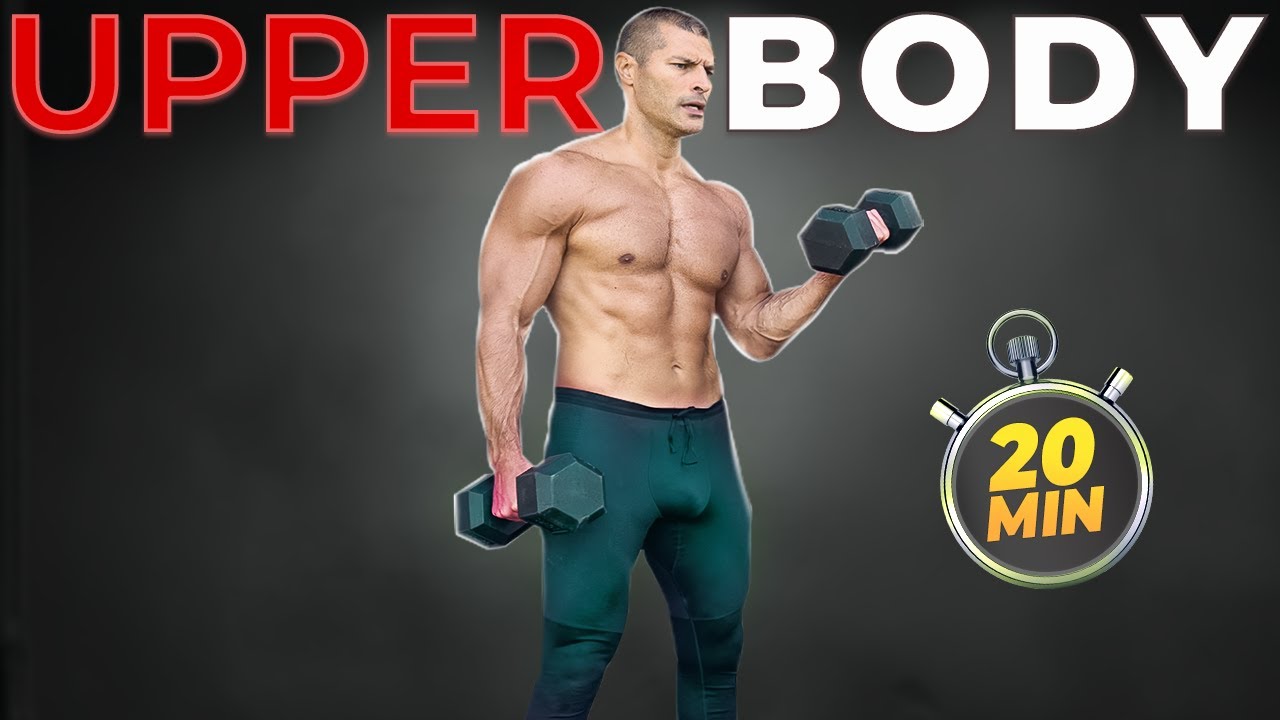 20 Min Upper Body & Abs Dumbbell Workout At Home // Build Arms, Chest ...