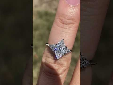 Marquise Cut Moissanite Cathedral Solitaire Ring ring video