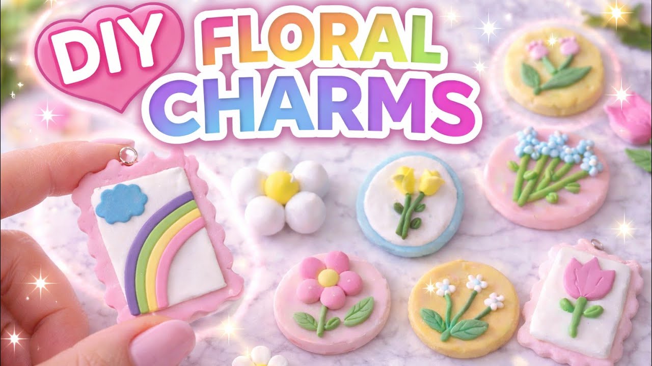 Making Cute Floral Clay Charms🌷🌸 | Easy DIY Aesthetic Charms