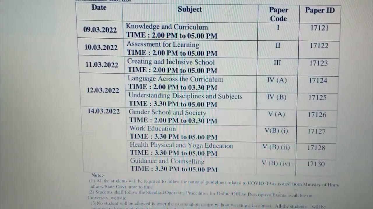mdu b.ed 2nd year date sheet 2022 for reappear only, b.ed 2nd year