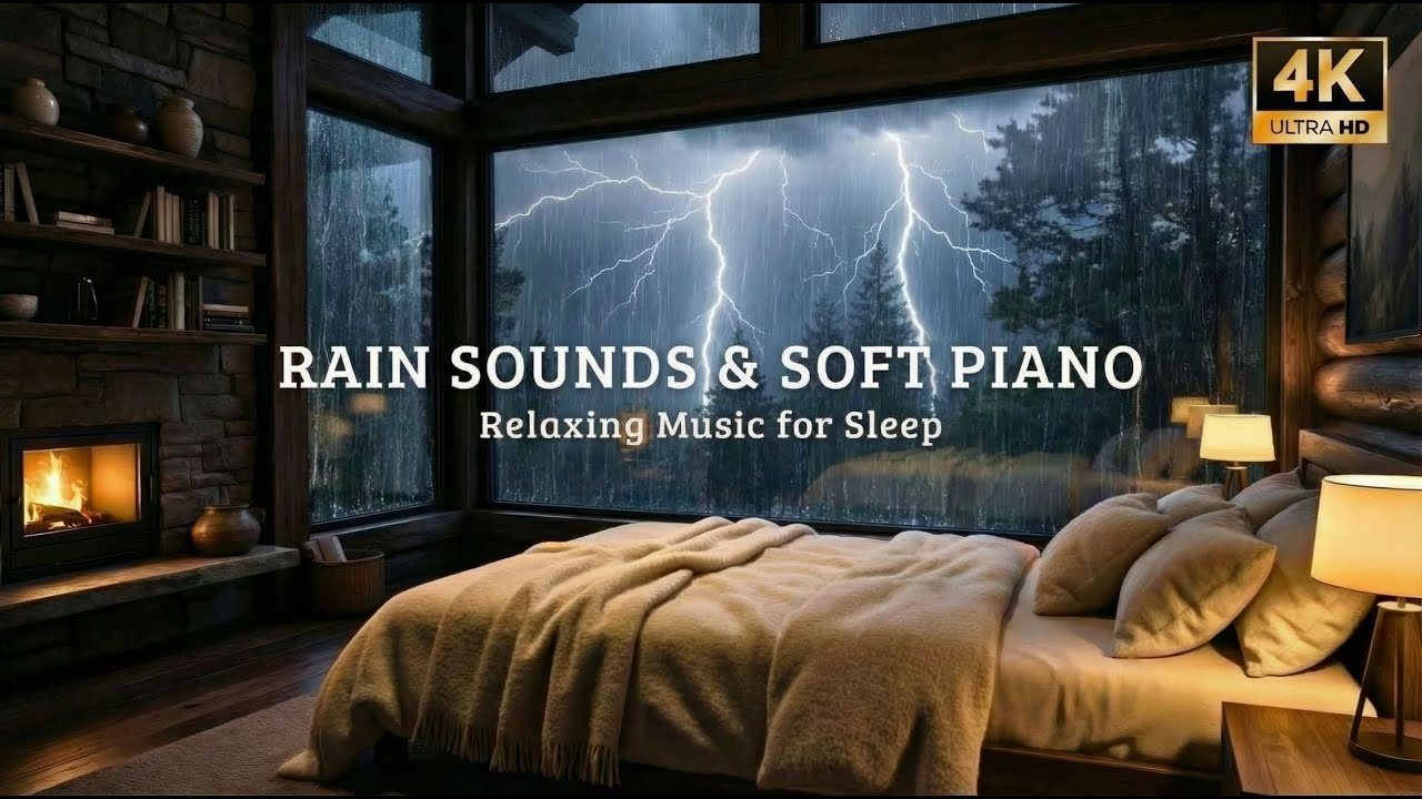Rain & Piano Sleep Sanctuary | Warm Bedroom Ambience to Relax and Sleep
