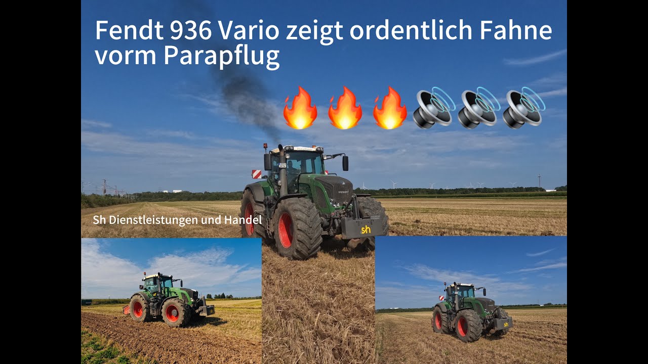 Fendt 936 Vario zeigt ordentlich Fahne beim Parapflügen (SH Dienstleistungen und Handel)