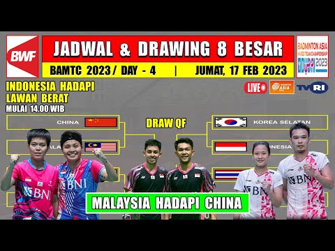 Jadwal Perempat Final Badminton Asia Mixed Team 2023 Hari Ini Live TVRI ~ INDONESIA vs KOREA SELATAN