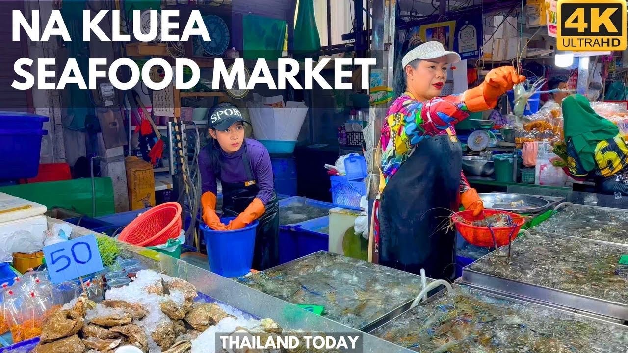 [4K] The best seafood market in Pattaya. Great prices! Thailand today 2024