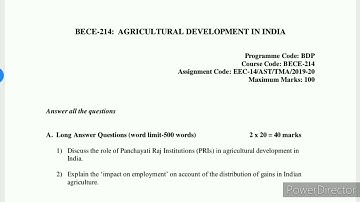 BECE 214 Solved Assignment 2020| BECE 214 ignou  Assignment 2020| agricultural development in India