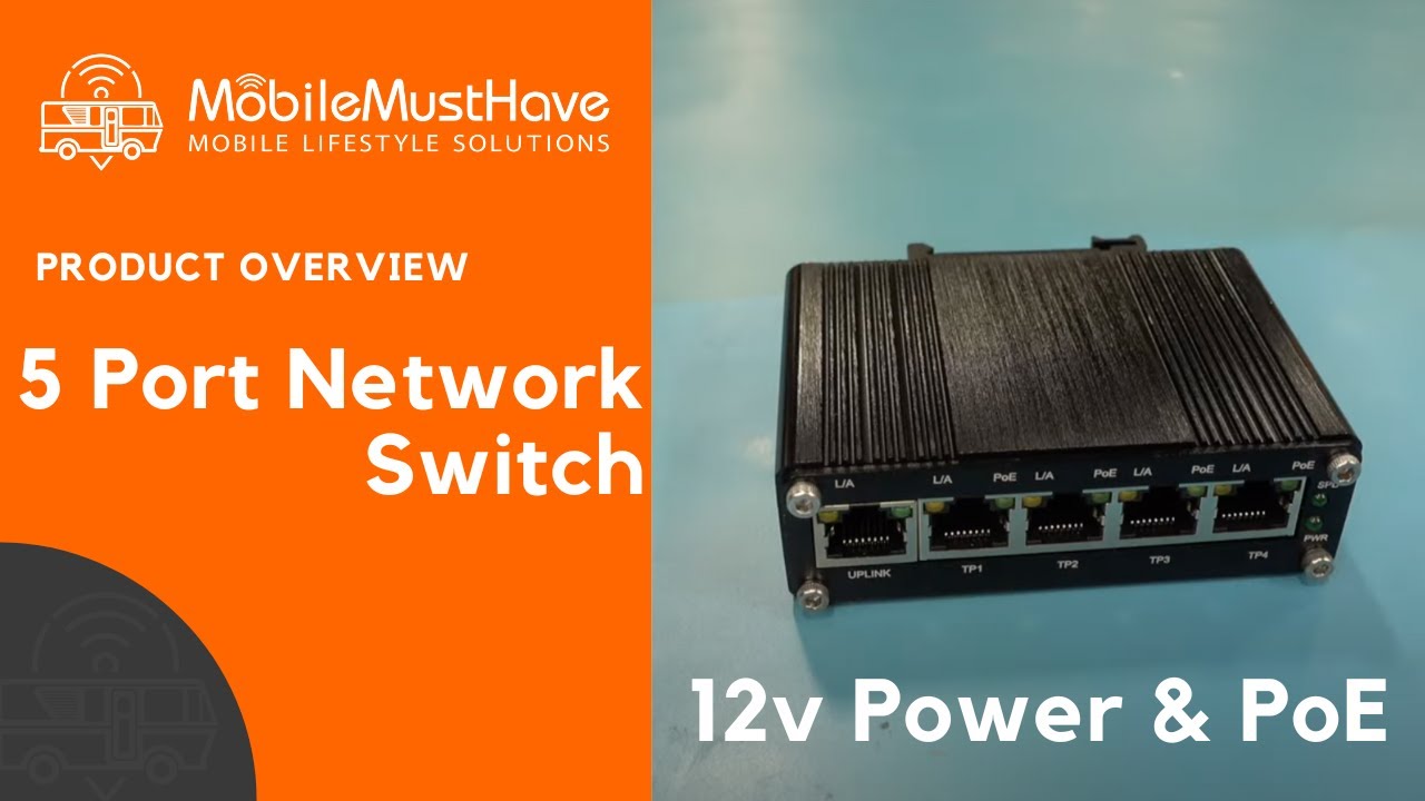 DC Powered 5 Port POE Switch For Mobile Use 