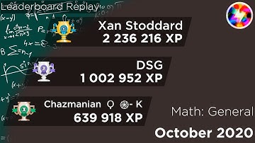 QuizUp - Leaderboard Replay of October 2020 in Math: General(Funded)