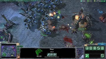 Starcraft 2 Beta   Terran Thor army invading a base
