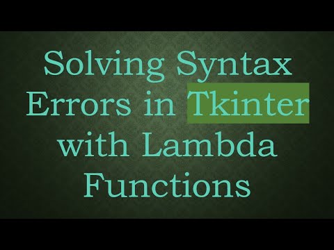 Solving Syntax Errors