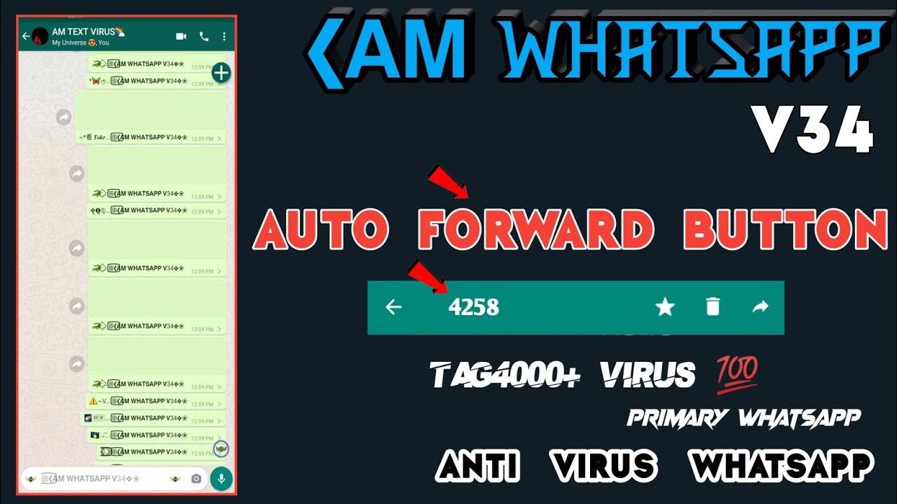 🤩AM WHATSAPP V34🤩 AUTO FORWARD BUTTON💯ANTI CTALOG VIRUS💯 ANTI DOCUMENT VIRUS🤩