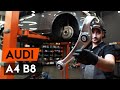 How to change front suspension arm / front control arm on Audi A4 B8 Saloon [TUTORIAL AUTODOC]