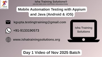 Mobile Automation Testing with Appium  Day 1 on 11th Nov 2025 contact us +91-9133190573 to enroll.