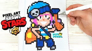 картинка: ПЕННИ  из ИГРЫ BRAWL STARS РИСУНКИ ПО КЛЕТОЧКАМ - PIXEL ART
