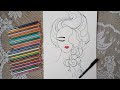 How to draw a girl with beautiful hair || Easy girl drawing