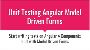 Testing Angular 4 Reactive Forms