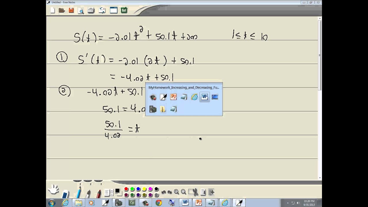 Calculus for Business-Economics Homework - Increasing and Decreasing ...