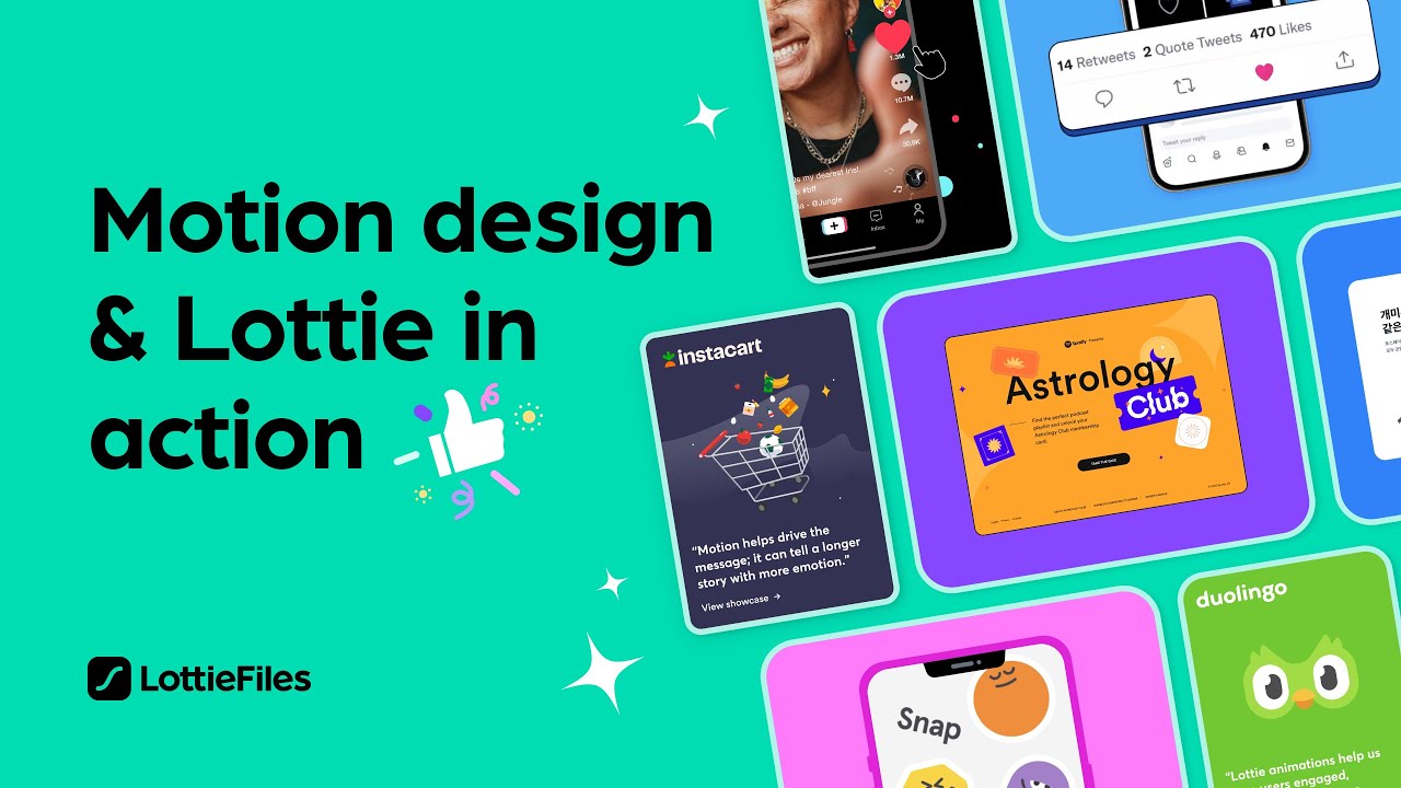Real-world examples of motion designs and Lottie animations