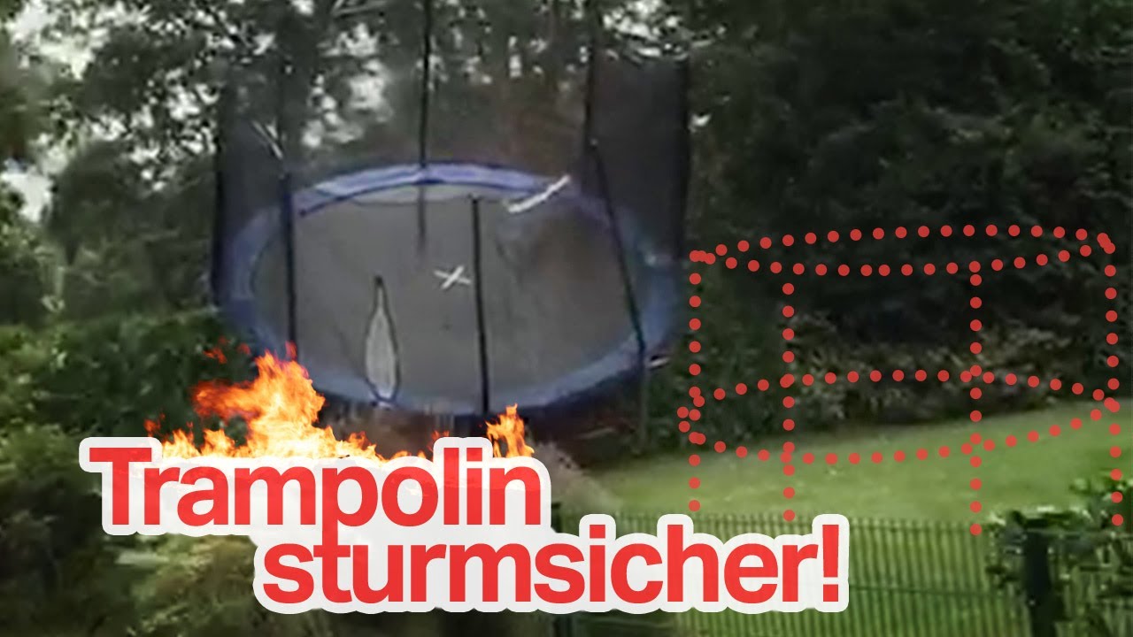 Unser Trampolin fliegt nicht nochmal weg🌪⛈💨 Trampolin sturmsicher machen! DIY - YouTube