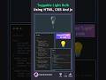 💡Tuggable Light Bulb Animation with HTML, CSS & JS⚡ #htmlcss #programming #animation #linux #coding