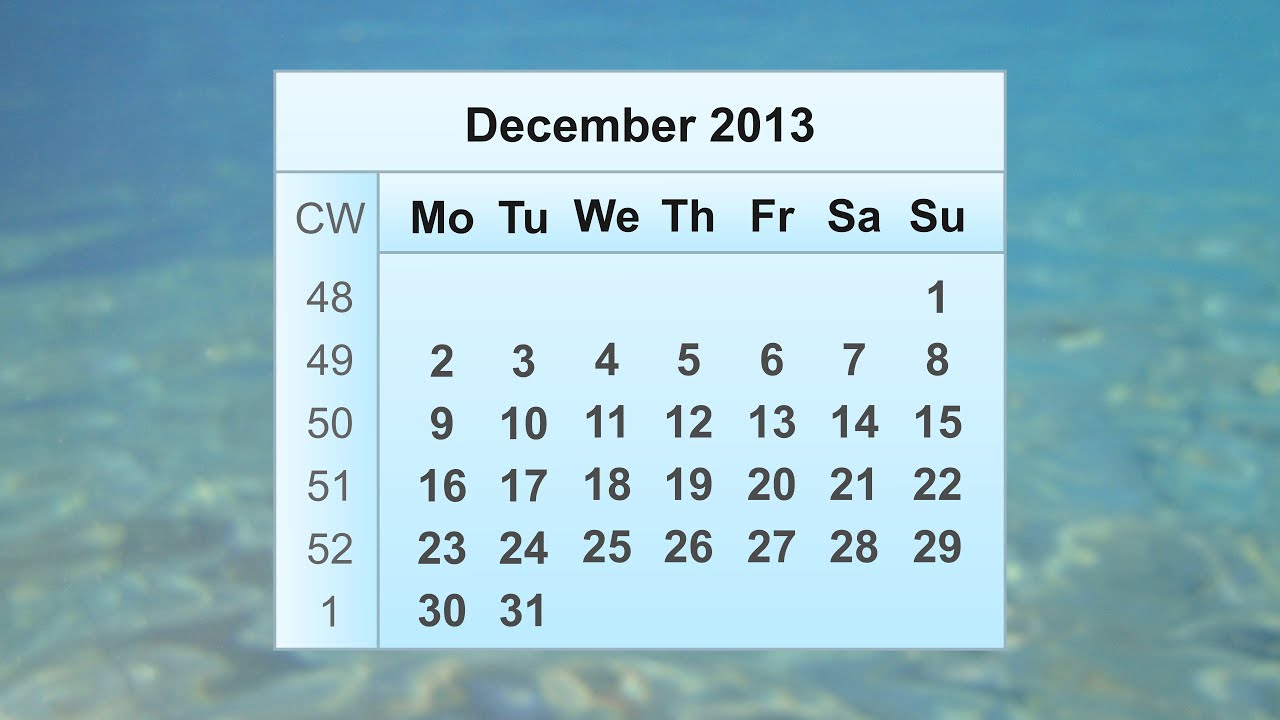 December 2013 Calendar