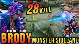 28 Kills!! Brody The Real Monster Marksman!! - Build Top 1 Global Brody ~ MLBB