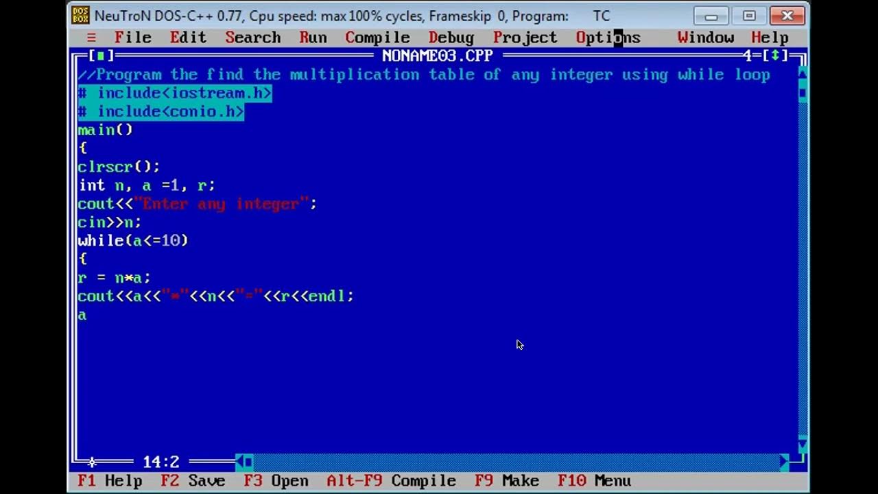Multiplication table using while loop - YouTube