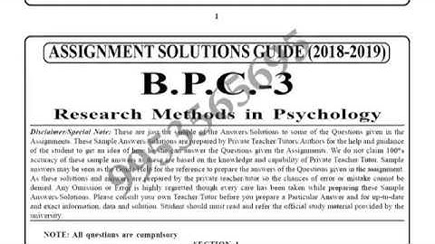 IGNOU BPC-3 solved assignment 2018-19 | Research Methods in Psychology