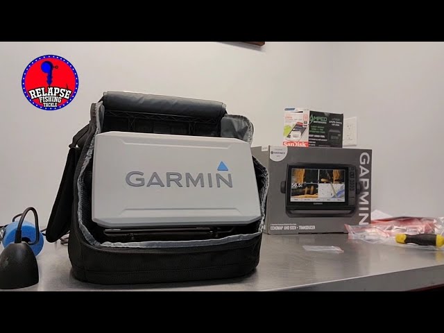 Garmin echomap uhd 93sv, extra large carrie bag & base, ice fishing  transducer, Amped outdoors 20ah 