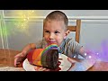 GIANT rainbow popsicle for Bebe Happy and his family