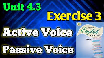 Exercise 3 unit 4.3 active voice and passive voice class 9 new English book | Sindh board |unit 4.3