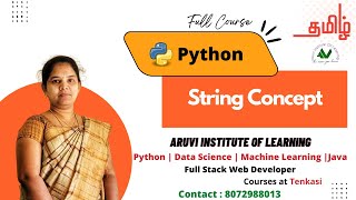 Python Tutorial in Tamil | Part-4 | String Concept | Aruvi Institute | Tenkasi | Python Learning