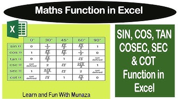 Sin  Cos Tan Cosec Sec and Cot Function in Excel|| Maths Function in Excel