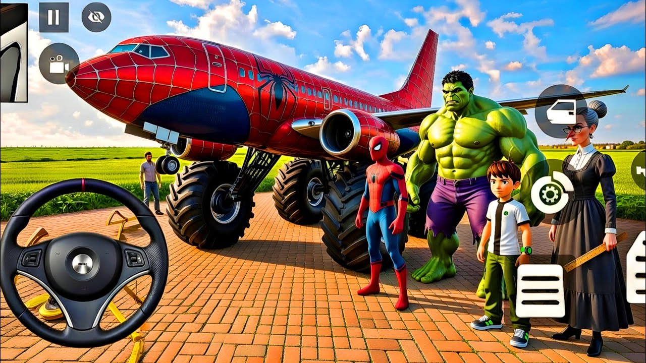🥰Spider-Man and McQueen Indian Drives 3D🦚 Modified Big Wheel Aroplane 3D Game🎉 Aura Police Simulator