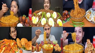 ASMR: EATING SPICY NOODLES?? CHICKEN DRUMSTICKS | BUTTER CHICKEN ROLL | MOMOS ?*INDIAN FOOD MUKBANG*