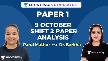 Oct 9 Shift 2 Paper Analysis | Target NTA-UGC NET 2020/2021 | Dr Barkha and Parul Mathur