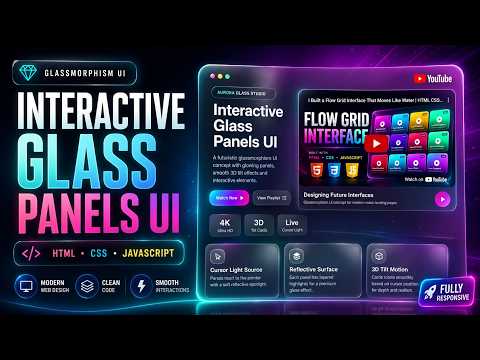 Interactive Glass Panels UI with HTML, CSS & JavaScript
