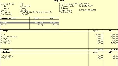 How to Create Payslip in Tally
