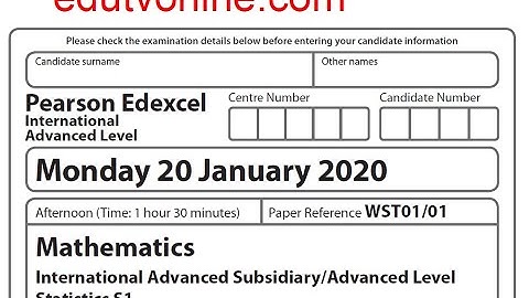 Edexcel Statistics S1 WST01/01 January 2020 WST01/01