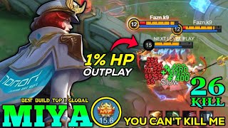 Famous You Can't Kill Me!! Miya 26 Kills Crazy Outplay - Best Build Top 1 Global Miya - MLBB Net Worth