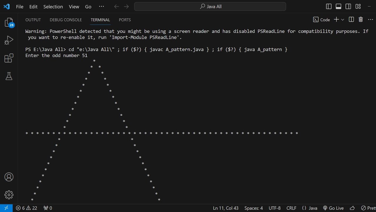 Java Program A Pattern User Input For Visual Studio Code (VS Code) # ...