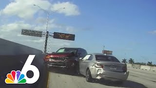 Dashcam footage shows intense chase that ended in crash on I-95 in Hollywood