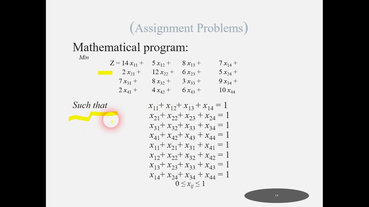 Assignment Problem (Operation Research) - YouTube