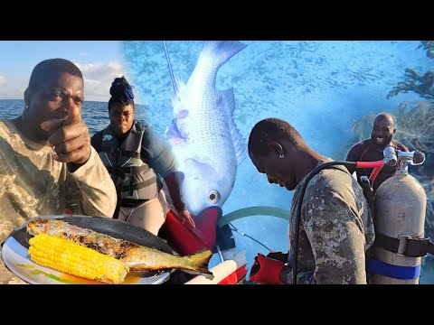 Diving mangrove snapper on a wreck with Stephanie as the captain catch clean and cook