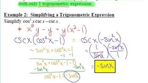 PC: 5.1 Notes: Example 3 - Factoring Trigonometric Expressions