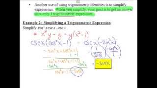 PC: 5.1 Notes: Example 3 - Factoring Trigonometric Expressions
