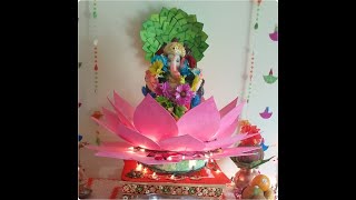 Ganapati Decoration / Diy Lotus / Homemade Ganapati Decoration / Ganpati Decoration Idea