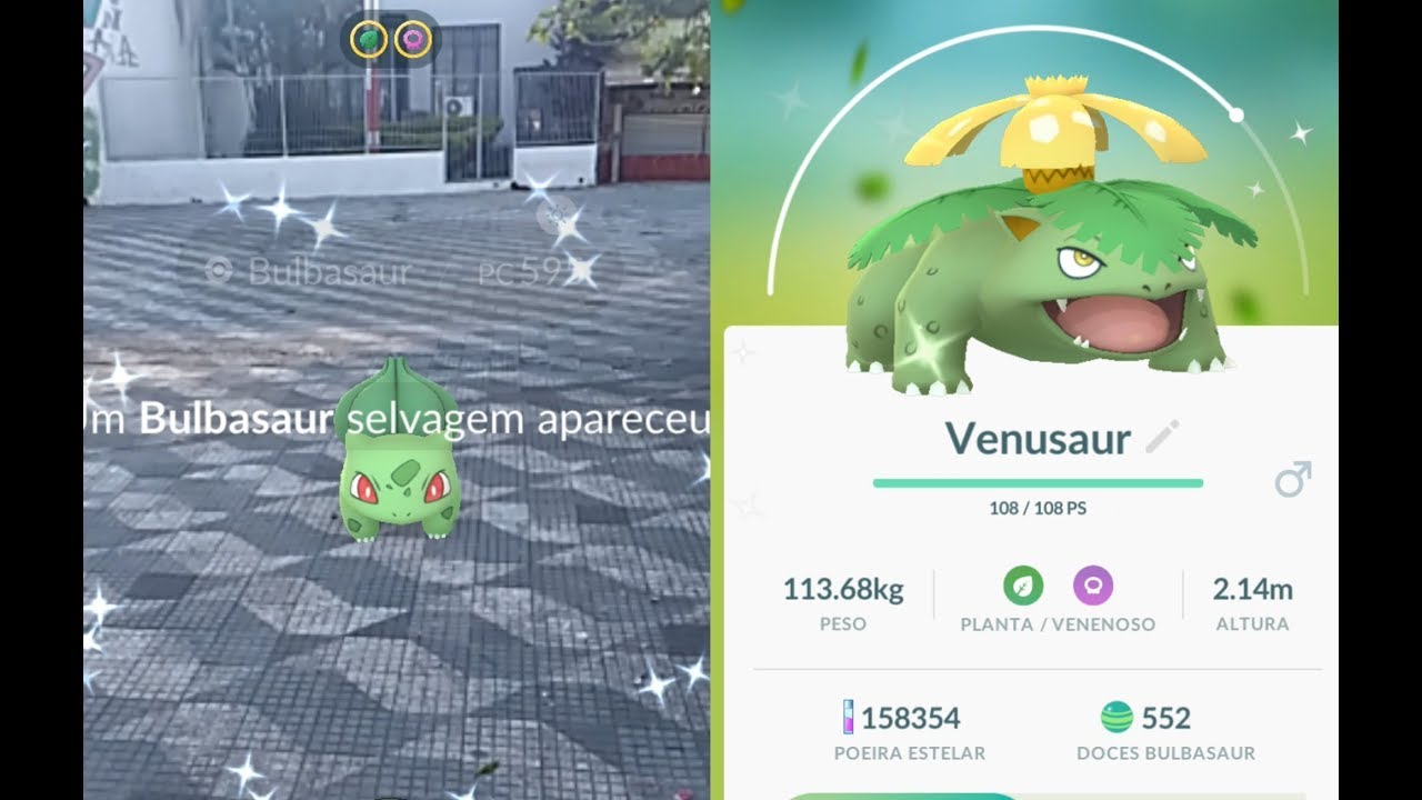 Pokémon GO Brasil #191 – BULBASAUR SHINY, IVYSAUR SHINY E VENUSAUR SHINY  !!! EVENTO !!! 